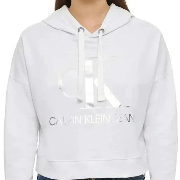 Calvin Klein Jeans Cropped Monogram Graphic Hoodie​​ - Picture 1 of 6